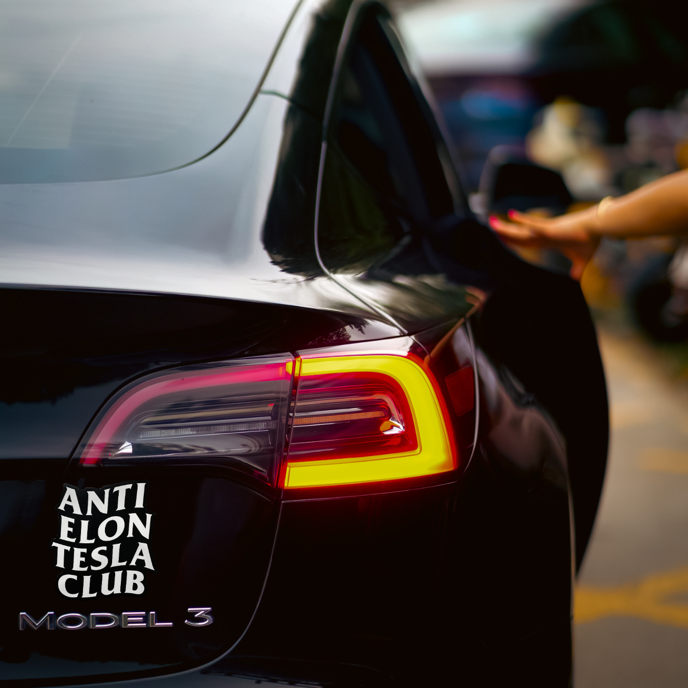 Anti Elon Tesla Club Car Magnet – Funny Bumper Sticker Alternative (4.56" x 5")