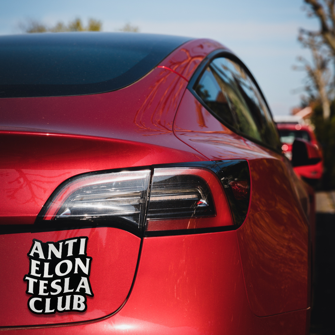 Anti Elon Tesla Club Car Magnet – Funny Bumper Sticker Alternative (4.56" x 5")